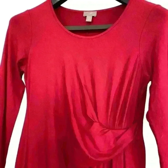 J. Jill Wearever Collection Red Solid Stretch Faux Wrap Dress Size SP Career - Picture 6 of 10